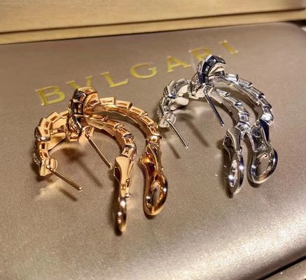 Slim 18k Gold  Serpenti Viper Earrings Full Pave Diamonds Luxury Diamond Jewelry