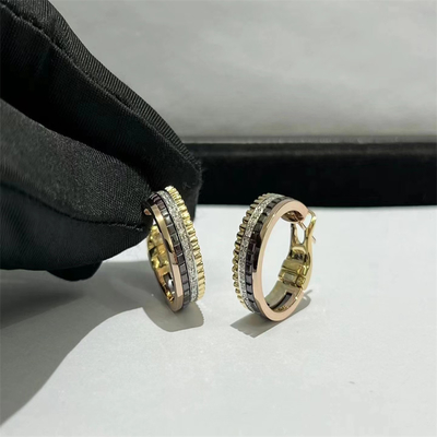 Custom VVS Diamond High End Gold Earrings Round Cut Gold Diamond Jewelry