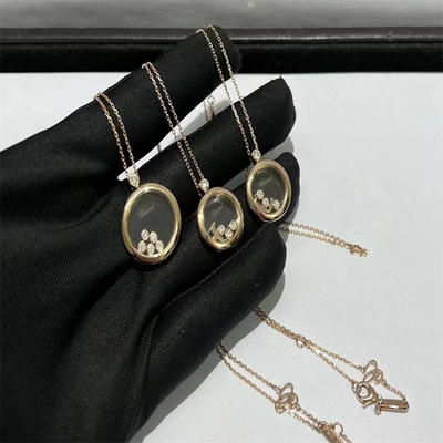 High End Chopard Happy Diamond Necklace Solid Gold Women'S Luxury Jewelry