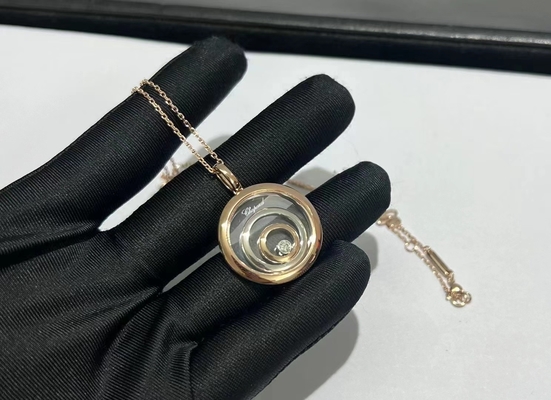 Diamands Chopard Happy Spirit Necklace 18K Rose / White Gold With One Diamonds