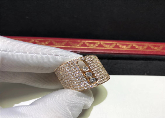 Custom Made 18K Gold  Move Ring With Three Delicate Flowing Diamonds
