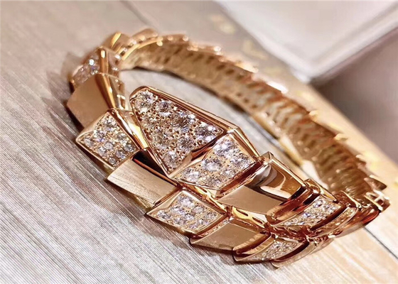 Women 'S 18K Rose Gold Ladies Diamond Bracelet ,  Serpenti Bangle BR855312