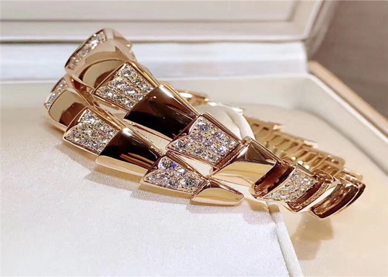 Women 'S 18K Rose Gold Ladies Diamond Bracelet ,  Serpenti Bangle BR855312
