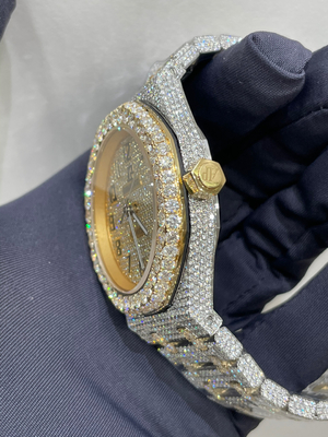 Skeleton Men Lab Diamond Wrist Watch Swiss Moment Moissanite Studded Iced Out