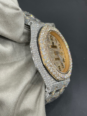 Skeleton Men Lab Diamond Wrist Watch Swiss Moment Moissanite Studded Iced Out