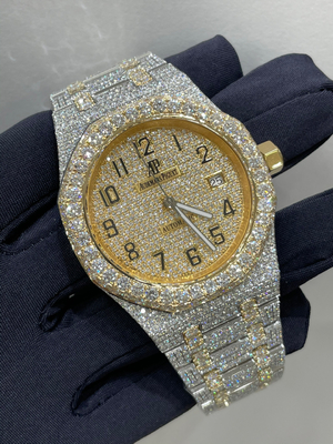 Skeleton Men Lab Diamond Wrist Watch Swiss Moment Moissanite Studded Iced Out