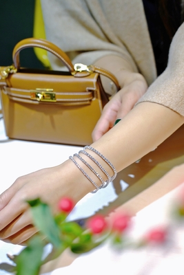 Hip Hop Style Natural Diamond Iced Out Tennis Bracelet 18K Solid Gold Jewelry