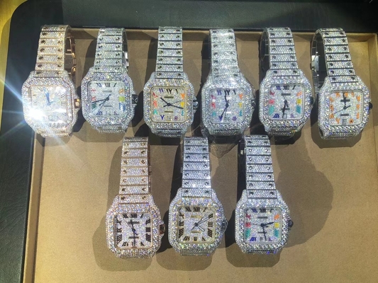 Hip Hop Iced Out Lab Diamonds Large Dial Vvs Moissanite Watch