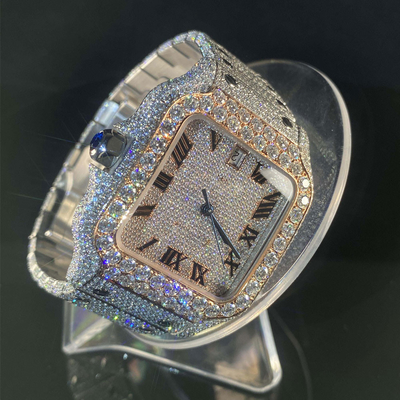 Ice Cube Jewelry Vvs Black Moissanite Diamond Bust Down Watch Luxury Men