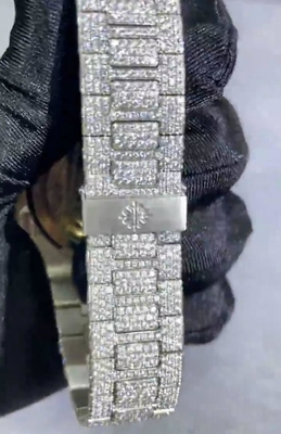 VVS Iced Out Moissanite Watch Automatic Tiffany Dial Fully Iced Out Watch