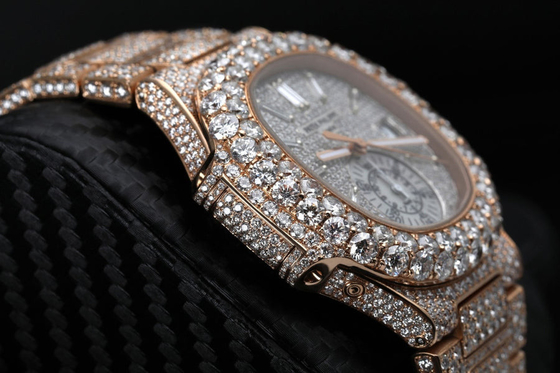 Mechanical Diamond Luxury Hip Hop Watches Nautilus Rose Gold Iced Out Watch