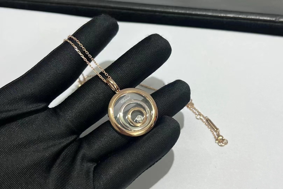 Diamands Chopard Happy Spirit Necklace 18K Rose / White Gold With One Diamonds