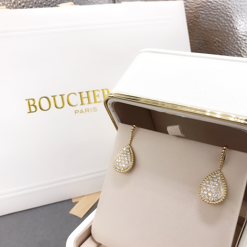 Luxury 18K Yellow Gold Earrings With Paved Diamonds Customization Available