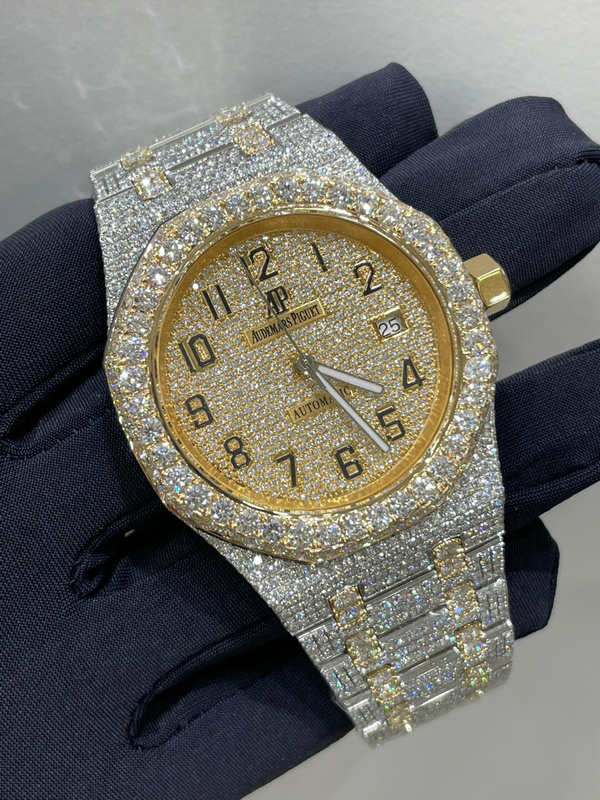 Skeleton Men Lab Diamond Wrist Watch Swiss Moment Moissanite Studded Iced Out