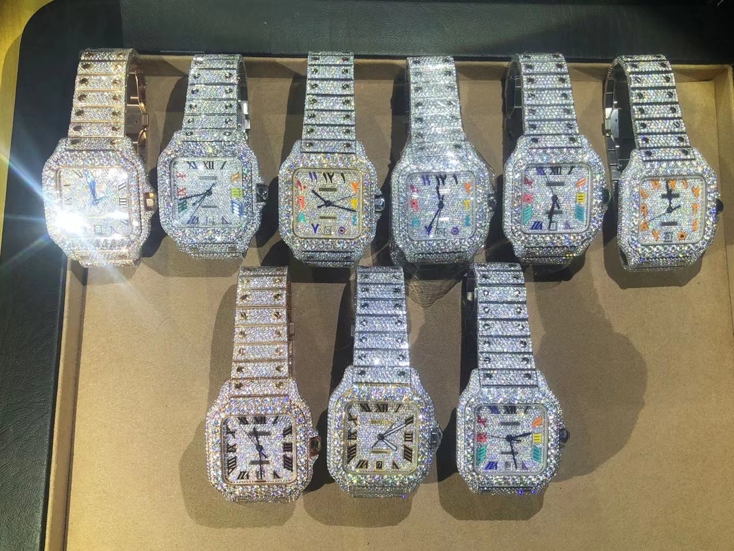 Hip Hop Iced Out Lab Diamonds Large Dial Vvs Moissanite Watch