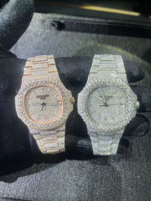 Mechanical VVS Moissanite Iced Out Diamond Watch Swiss Clone Automatic Movement
